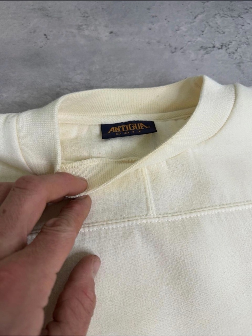 Vintage Deer Ridge Embroidered Crewneck Sweatshirt Cream Fleece Lined | Large - Picture 4 of 7